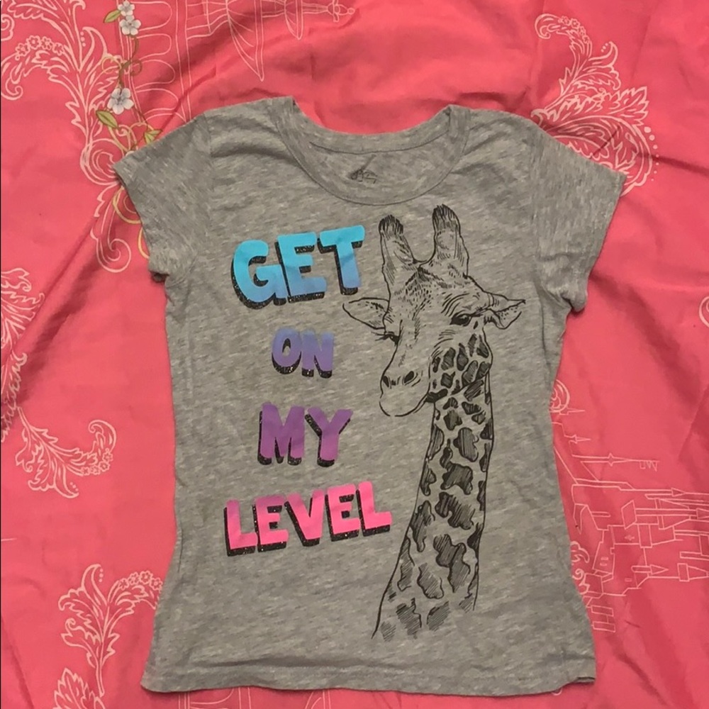 Girls gray t shirt with giraffe